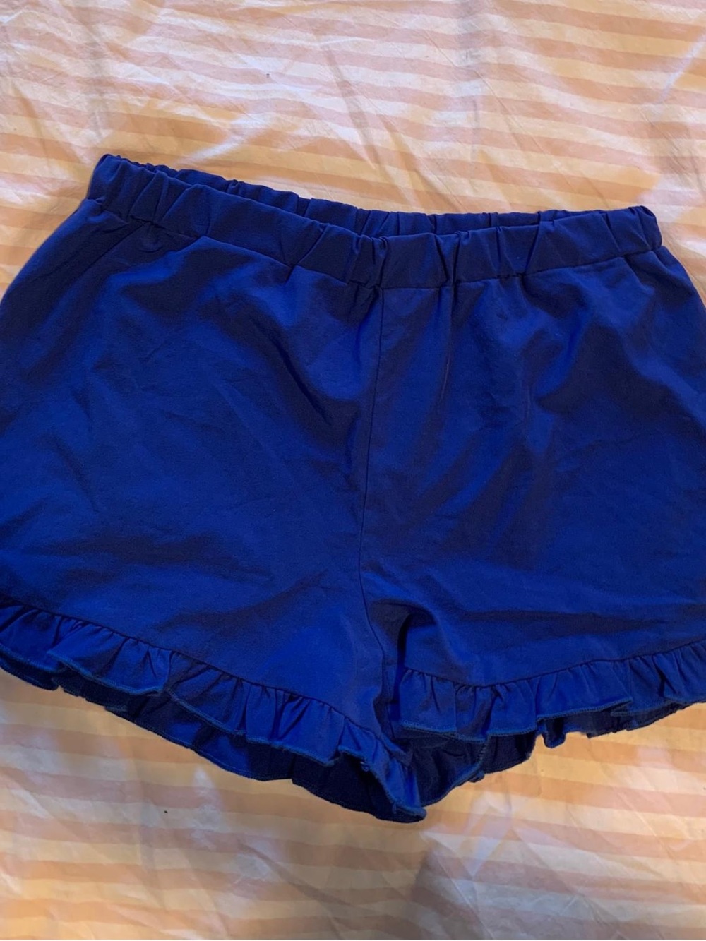 Pinc Premium Royal Blue Ruffle Hem High-Waist Shorts